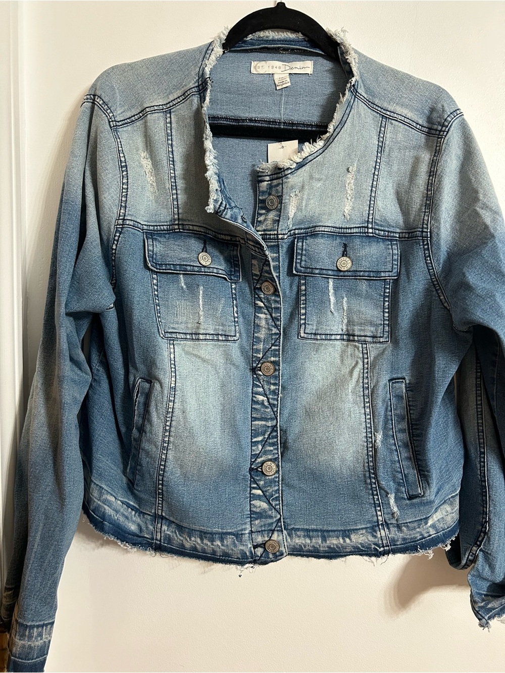 Cato Light Blue Distressed Denim Jacket - Picture 2 of 9